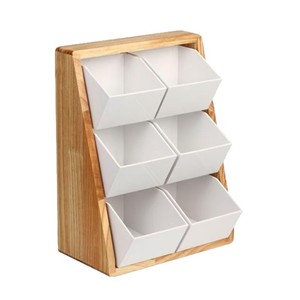 Estante de almacenamiento de madera creativo para vasos de papel desechables de escritorio, caja de almacenamiento de bolsas de café de madera maciza de varias capas - Product Image 5