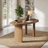 Bureau d'écriture et d'ordinateur moderne, durable, écologique, en bois de frêne massif, de forme ovale et incurvée, pour le bureau à domicile et la salle d'étude