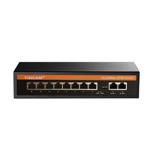 TiNCAM Poe Switch 8*SPOE+2*Cascade Port 10/100M Network Switch 8 Port Camera Security System Transmission Switches