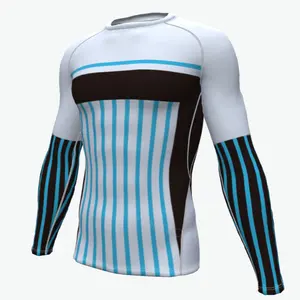 Oem Blank Surf sport Rashguard stampato camicia a compressione manica lunga Mma Logo personalizzato poliestere sublimazione Rash Guard per gli uomini