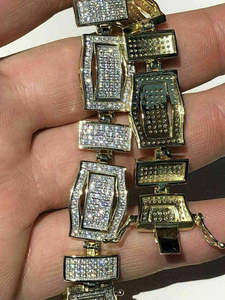 Nuevas Pulseras de Eslabones Personalizadas de Aleación, Unisex, con Cierre de Caja, Joyería de Boda de Moda, Venta al por Mayor, Estilo Hip Hop Lujoso BRILLIANT - Product Image 3