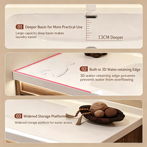Mobile <span class=keywords><strong>Bagno</strong></span> Moderno in Noce con Lavabo Integrato in Ceramica, Mobile in MDF con Cassetti per Hotel e Appartamenti - Product Image 5
