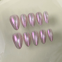 10 Uds. Uñas Postizas de Almendra Medianas Modernas con Brillantes, Puntas de Uñas Falsas con Pedrería, Suministros de Manicura Personalizados