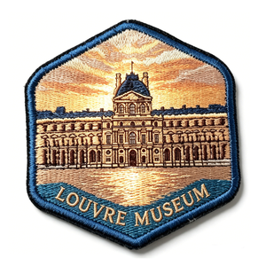 Patch brodé du Musée du Louvre à coudre ou thermocollant, forme irrégulière, en tissu tissé, décoration artisanale, cadeau - Product Image 1