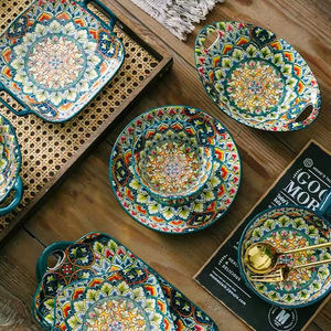 Vente en gros d'assiettes en céramique <span class=keywords><strong>de</strong></span> Bohême en porcelaine nordique <span class=keywords><strong>de</strong></span> haute qualité vaisselle <span class=keywords><strong>de</strong></span> fête et décorations <span class=keywords><strong>de</strong></span> table - Product Image 5