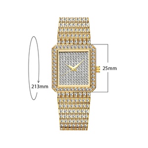 Montres pour femmes Hip Hop, nouvelle arrivée, couleur argentée dorée, sertie <span class=keywords><strong>de</strong></span> pierres, petite taille, forme carrée, montres <span class=keywords><strong>de</strong></span> rappeur - Product Image 6