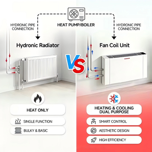 Système CVC hydronique vertical apparent à moteur sans balais économe en énergie pour chauffage et refroidissement d'hôtels et villas – Unité de ventilo-convecteur mince haute efficacité - Product Image 2
