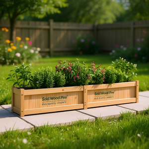 Pot de fleurs en bois de pin massif 70,9x12,2x12,2, jardinière de style rustique - Product Image 2