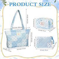 Grand sac fourre-tout matelassé à motif floral pour femme, sac à main patchwork avec poche zippée, léger, pour le collège, le shopping ou l'école
