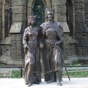 Grandes sculptures de jardin en métal coulé grandeur nature de haute qualité Statue de roi et de reine en bronze - Product Image 1