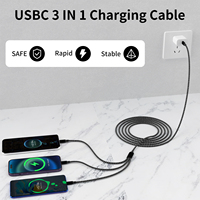 3 en 1 Cable de teléfono móvil USB C a Micro/Tipo c/cable de carga multifunción USB C personalizado