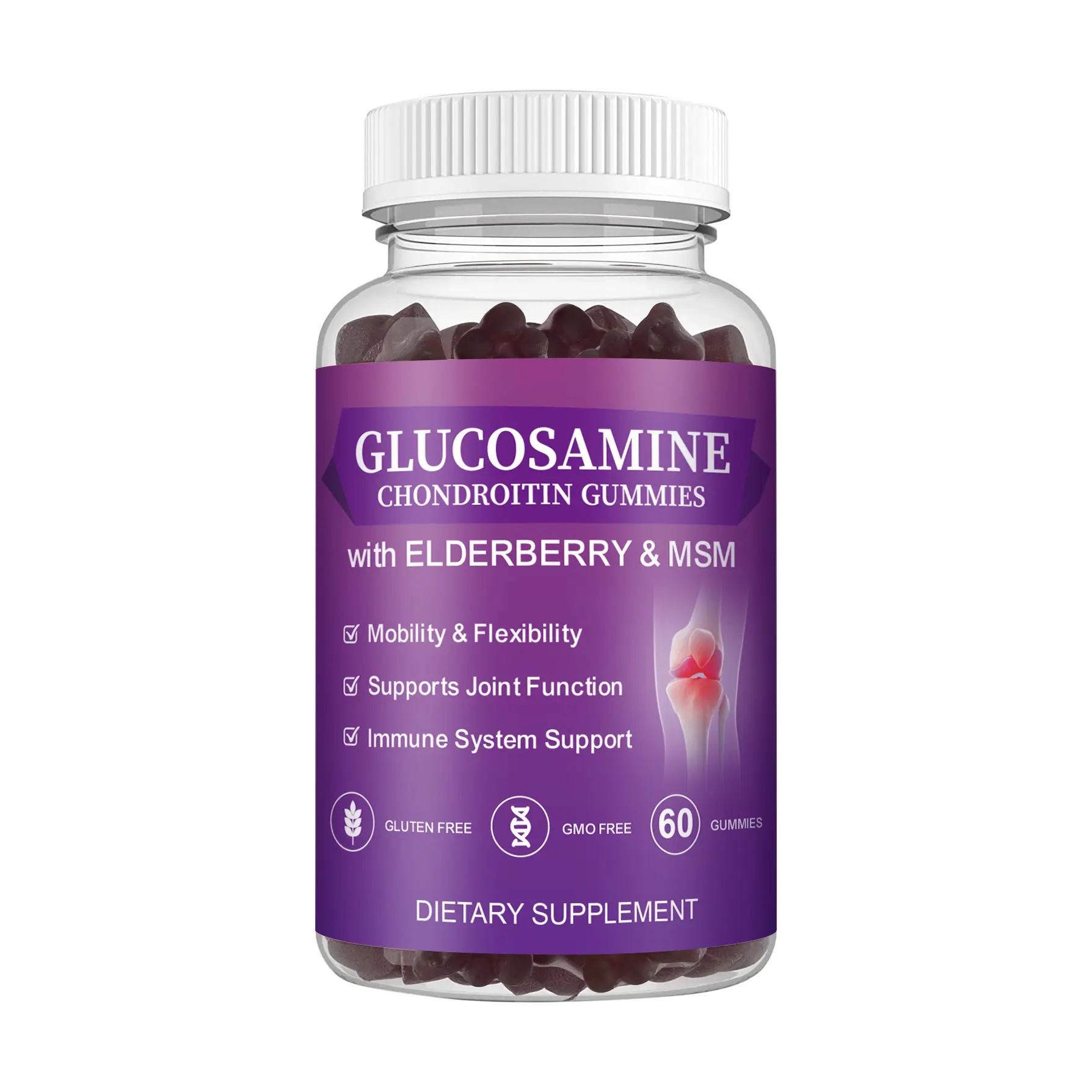 100% la glucosamina organica pura della condrorrina gummies della glucosamina gummie del sambuco per il supplemento dell'articolazione dell'adulto