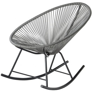 Fauteuil à <span class=keywords><strong>bascule</strong></span> moderne <span class=keywords><strong>Acapulco</strong></span>, structure en acier, <span class=keywords><strong>chaise</strong></span> à <span class=keywords><strong>bascule</strong></span> en rotin portable, <span class=keywords><strong>chaise</strong></span> longue d'extérieur pour usage en villa - Product Image 3