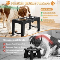 Özelleştirilebilir Katlanabilir Yüksek Köpek Mama Kapları, 5 Yükseklik Ayarlı (10-34 cm) Yükseltilmiş Köpek Mama Kabı Standı, Orta ve Büyük Boy Köpekler için