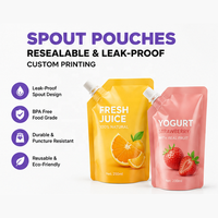 Pochettes à bec verseur imprimées sur mesure, étanches et refermables, pour jus, sauces, détergents et cosmétiques