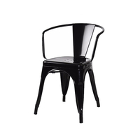 Chaises de salle à manger industrielles modernes en métal avec accoudoirs, empilables, en fer noir, écologiques, pour restaurants, cafés et bistrots en extérieur
