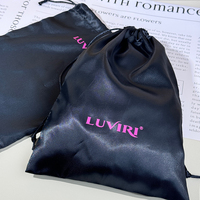 Sacs en satin personnalisés pour extensions de cheveux et perruques avec fermeture à ruban, impression sérigraphique pour l'emballage de bijoux