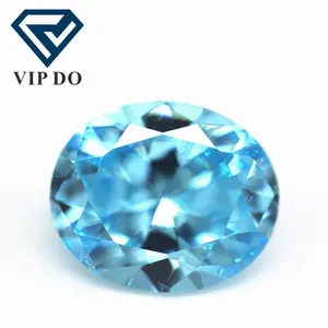 Wuzhou CZ Permata 5A Kelas 2*3mm-10*14Mm Potongan Oval Aquamarine Kubik Zirkonia Longgar Permata Sintetis Berlian Potong Oval Bentuk Batu CZ