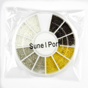 Nouveaux accessoires pour nail art SunelPort, petites billes en alliage de quatre couleurs (1 mm, or, argent, <span class=keywords><strong>gris</strong></span>, noir, blanc), <span class=keywords><strong>caviar</strong></span> DIY, 12 compartiments, motif dessin animé - Product Image 6