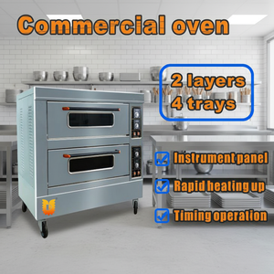 Four à sole commercial en acier inoxydable à 2 niveaux et 4 plateaux pour la cuisson du <span class=keywords><strong>pain</strong></span> à la levure, pour boulangerie, usine et petite entreprise - Product Image 1