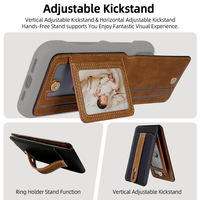 Porte-cartes en cuir PU contrasté tendance avec miroir, support de bureau, anneau de maintien, autocollant arrière, rangement pour cartes, personnalisable OEM