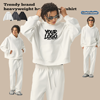 Sudadera con capucha de corte holgado y largo, de felpa francesa de 420G de alto gramaje, talla americana, con bordado de logotipo personalizado, estilo Clean Fit, para chándal