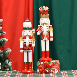 LINGKAI Christmas Decorations Hot Sale 38cm Handmade Wooden <strong>King</strong> Nutcracker <strong>Xmas</strong> Ornaments Figurines for New Year Gift - Product Image 1