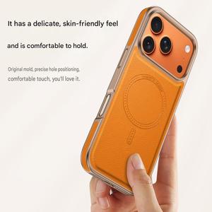 เคสโทรศัพท์หนัง PU ชุบเคลือบแม่เหล็กสำหรับ iPhone 17 16 15 14 13 Pro Max 17 Air รองรับการชาร์จไร้สาย ป้องกันการกระแทก ขายส่ง - Product Image 5