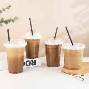 Gobelets en plastique transparent jetables personnalisés de 98 mm, 16 oz, à paroi simple, avec couvercle en PET, pour boissons, café glacé, bubble tea, thé glacé au citron - Product Image 2