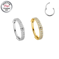 Bijoux de piercing corporel en Titane ASTM F136 avec Zircon double couche, pour Daith, Hélix, Anneaux de lobe, Anneau de nez, Clicker de septum, style mode