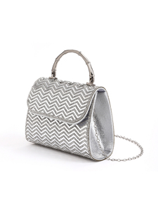 Bolso de Mano Tipo Clutch de Poliéster Brillante con Rayas y Pedrería, Diseño Cuadrado de la Marca Bell Luxury, para Mujer, Ideal para Fiestas y Eventos - Product Image 6