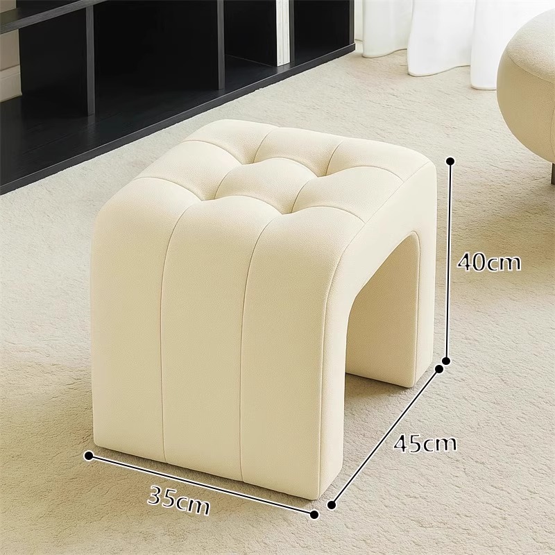 N tabouret en cuir grand blanc [40cm hauteur]