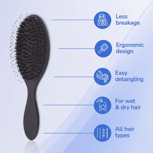 Venta al por mayor de cerdas de jabalí de nailon, cepillo para el cuidado del cabello, paleta desenredante húmeda/seca ecológica - Product Image 4