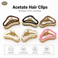 Pince à cheveux en acétate Jachon avec logo personnalisé, design papillon, vente en gros, accessoires pour queue de cheval haute pour femmes