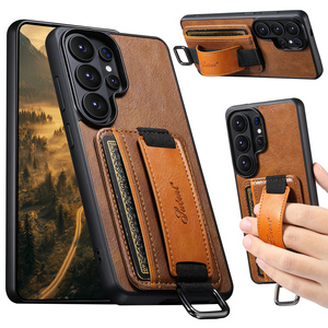 เคสหนังแบบมีช่องใส่การ์ดหลายช่อง พร้อมห่วงคล้องมือ สำหรับ Samsung Galaxy S26 <span class=keywords><strong>Ultra</strong></span> Plus S25 S24 S23 <span class=keywords><strong>S22</strong></span> - Product Image 1