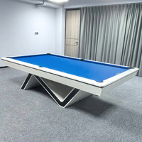 Table de billard futuriste à pieds en N, table de billard multifonctionnelle avec plateau de tennis de table en option pour maison et club modernes