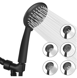 High Pressure Handheld <strong>Shower</strong> Head 5-Setting Powerful Spray with <strong>Hose</strong> and 59'' PVC <strong>Shower</strong> Modern Design Black Finish - Product Image 1