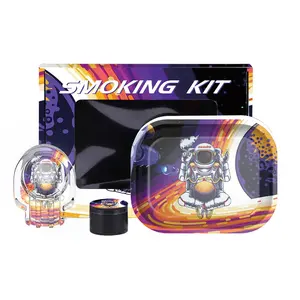 Custom Drop Shipping Wholesale Smoking Accessories 4 Pcs Set Metal Rolling Tray Combo Kit Smoking Kit