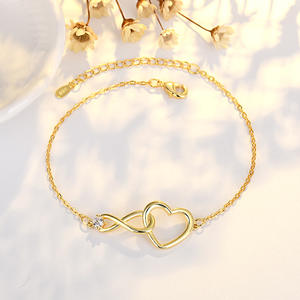 Pulsera Versátil para Mujer, Chapada en Oro de 22k, con un Solo Circonita, Diseño de Corazón Infinito en Forma de 8, Estilo Vintage, Hueca - Product Image 6