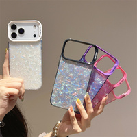 Funda para Teléfono Móvil con Diseño de Concha Marina Degradado Brillante para iPhone 17 16 15 14 Pro Max, Carcasa Iridiscente con Efecto Arcoíris Ombre IMD, Cubierta Trasera Colorida