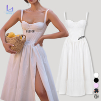Huili Usine Designer Lacets Robe De Plage En Gros Coton Lin Boho Personnalisé Modeste Longue Robe Femmes