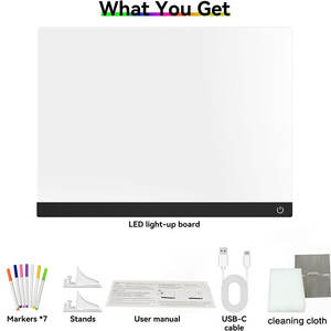 Tablero de Dibujo LED con Diseño Pintado a Mano, Superficie Borrable, Lámpara de Noche y de Mesa DIY - Product Image 6