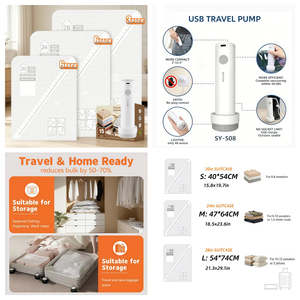 Sacs de <span class=keywords><strong>rangement</strong></span> sous vide N-Travel avec pompe électrique portable, <span class=keywords><strong>sac</strong></span> de compression PA+PE pour économiser de l'espace pour les bagages et les valises - Product Image 3