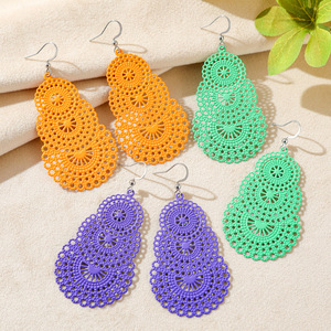 Pendientes de Moda, Acrílico y Resina, Estilo Bohemia, Joyería para Mujer, Diseño Hueco Colorido en Rosa, Azul y Morado - Product Image 3