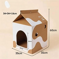 Lit pour chat en forme de carton de lait moderne, fabriqué en papier ondulé, résistant aux rayures, résistant à l'usure et robuste