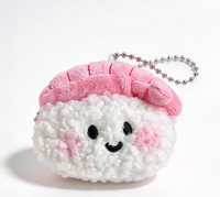 Porte-clés en peluche mignon en forme de sushi, dessin animé, doux, écologique, 3D, avec mini porte-monnaie