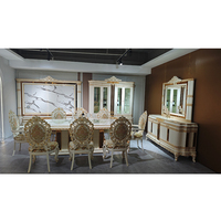 Ensemble de table à manger en bois moderne de luxe royal européen, 8 chaises, meubles de maison, salle à manger, table à manger classique, salon