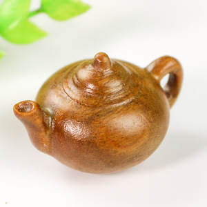 Sandalwood Hand Held Teapot <b>Small</b> Wooden Craft Pendant <b>Ornament</b> Gift For Unisex - Product Image 1