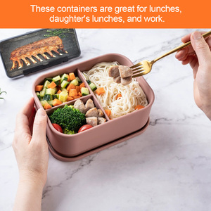 Juego de fiambrera de silicona sin Bpa con aislamiento a prueba de fugas personalizado caja Bento de silicona escolar para niños - Product Image 3