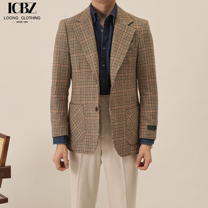 Costume d'hiver italien vintage britannique pour <span class=keywords><strong>homme</strong></span>, veste de costume en laine à <span class=keywords><strong>carreaux</strong></span>, coupe ajustée, simple boutonnage, haut de gamme - Product Image 5